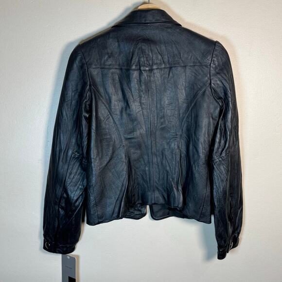 NWT Mossimo Genuine Black Leather One Button Jacket Deadstock Y2K 90s Vintage S - Picture 8 of 10